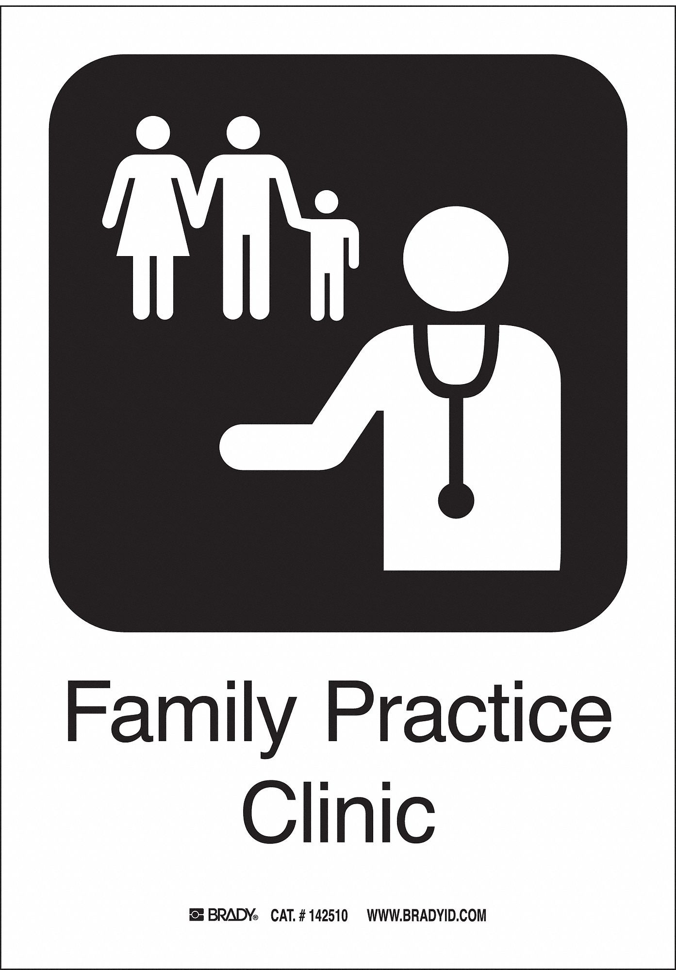 HOSPITAL SIGN, ALUMINUM, 7 IN WIDTH, 10 IN HEIGHT, BLACK/WHITE, WITH MOUNTING HOLES