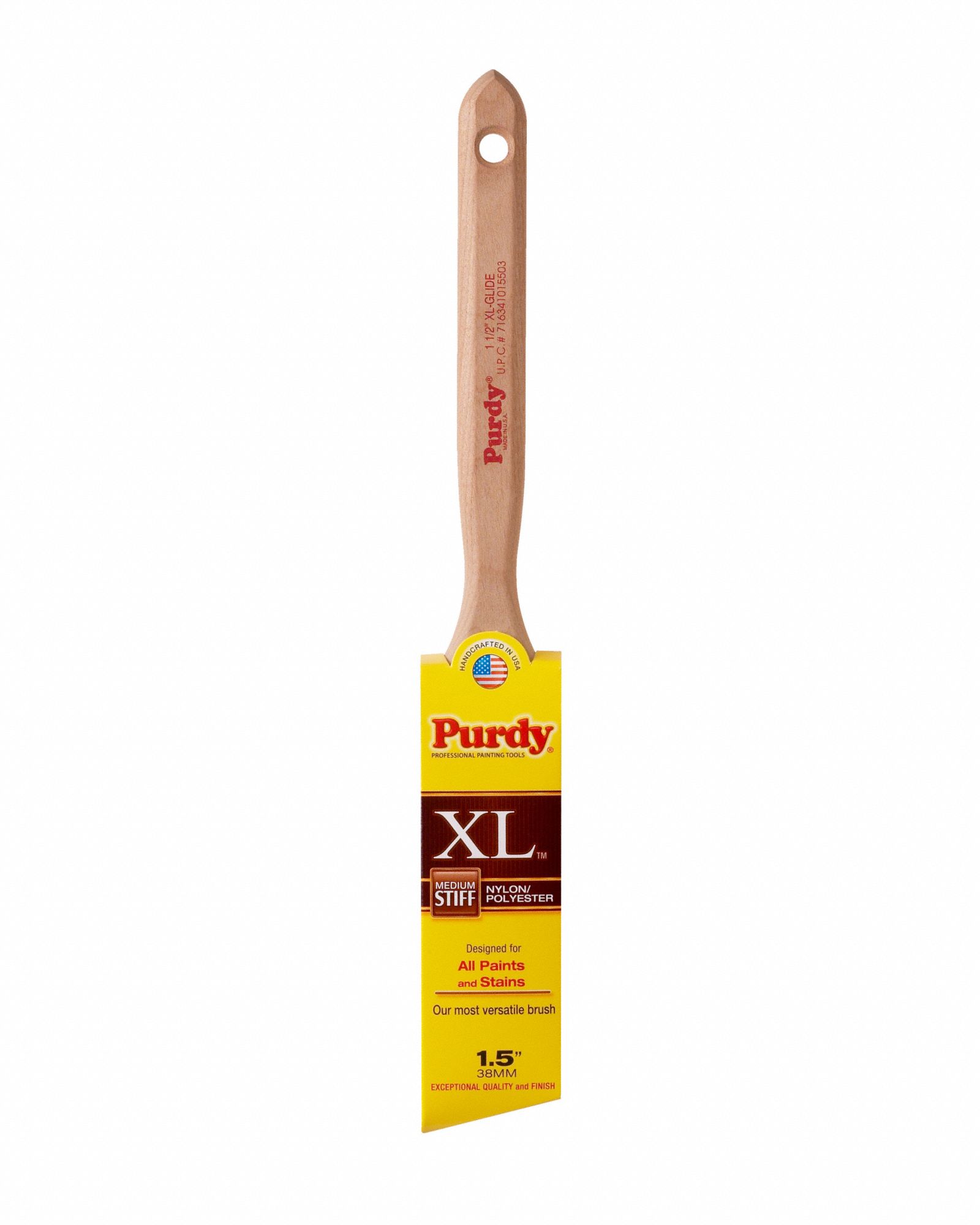 PURDY Paint Brush Angle Sash Brush, 1 1/2 in, Synthetic, Polyester