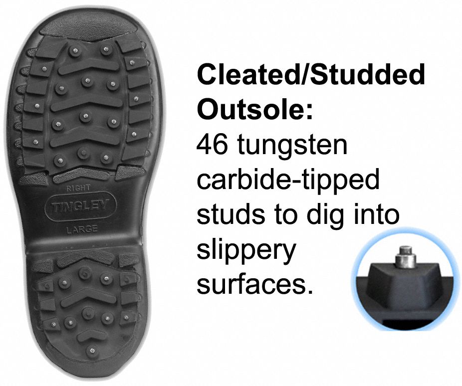 TINGLEY Traction Device, Men's, 14 to 151/2, Stud Traction Type, 1 PR