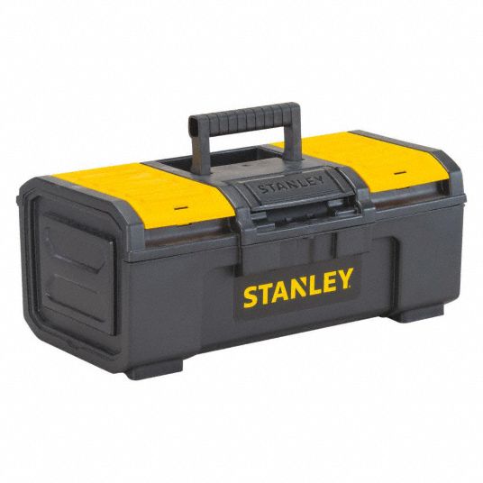 STANLEY Tool Box: 16 in Overall Wd, 8 3/4 in Overall Dp, 6 1/4 in Overall  Ht, Padlockable, Black