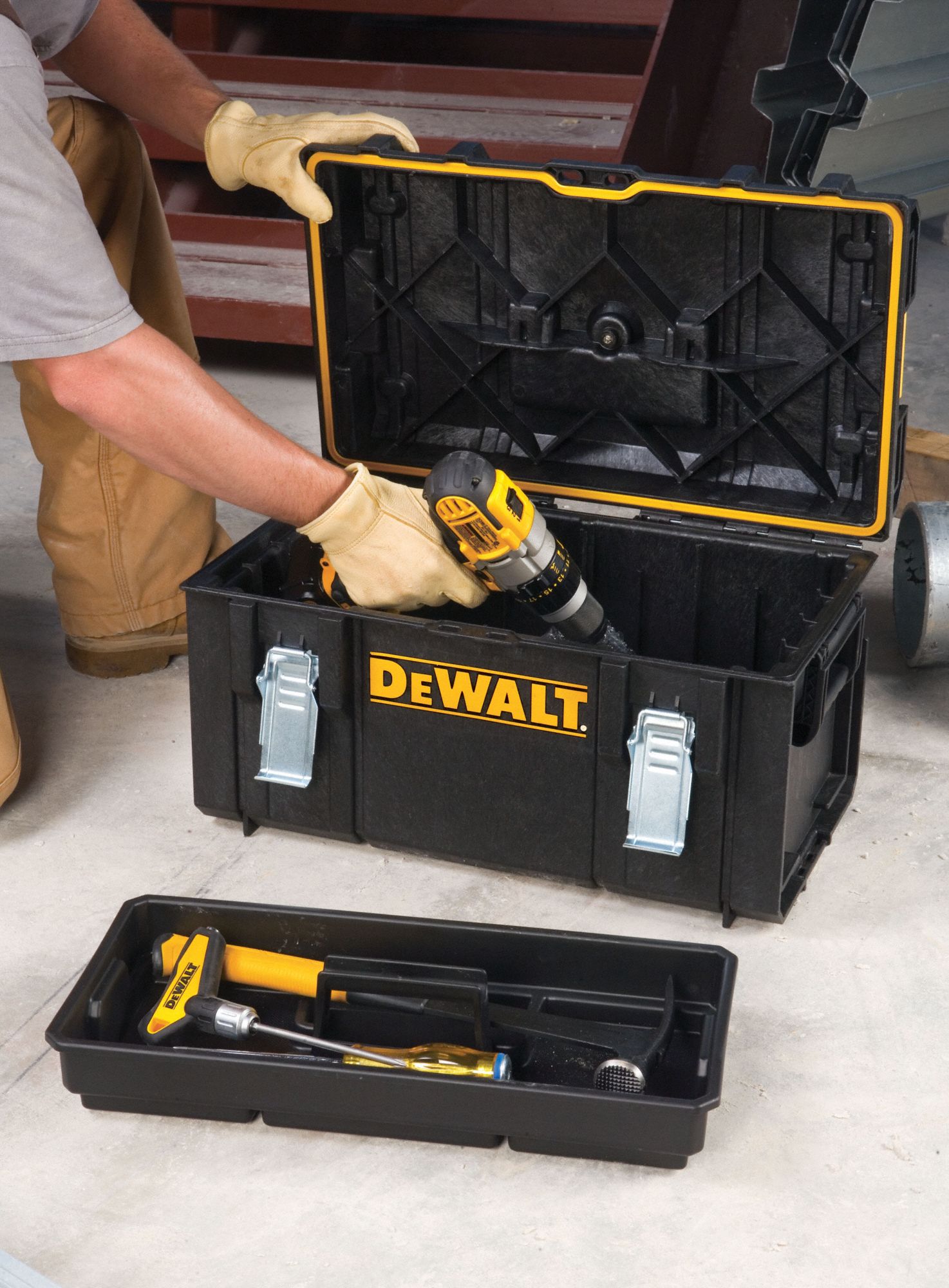 DEWALT Plastic Portable Stackable Tool Box, 13 1/4 in Overall Height