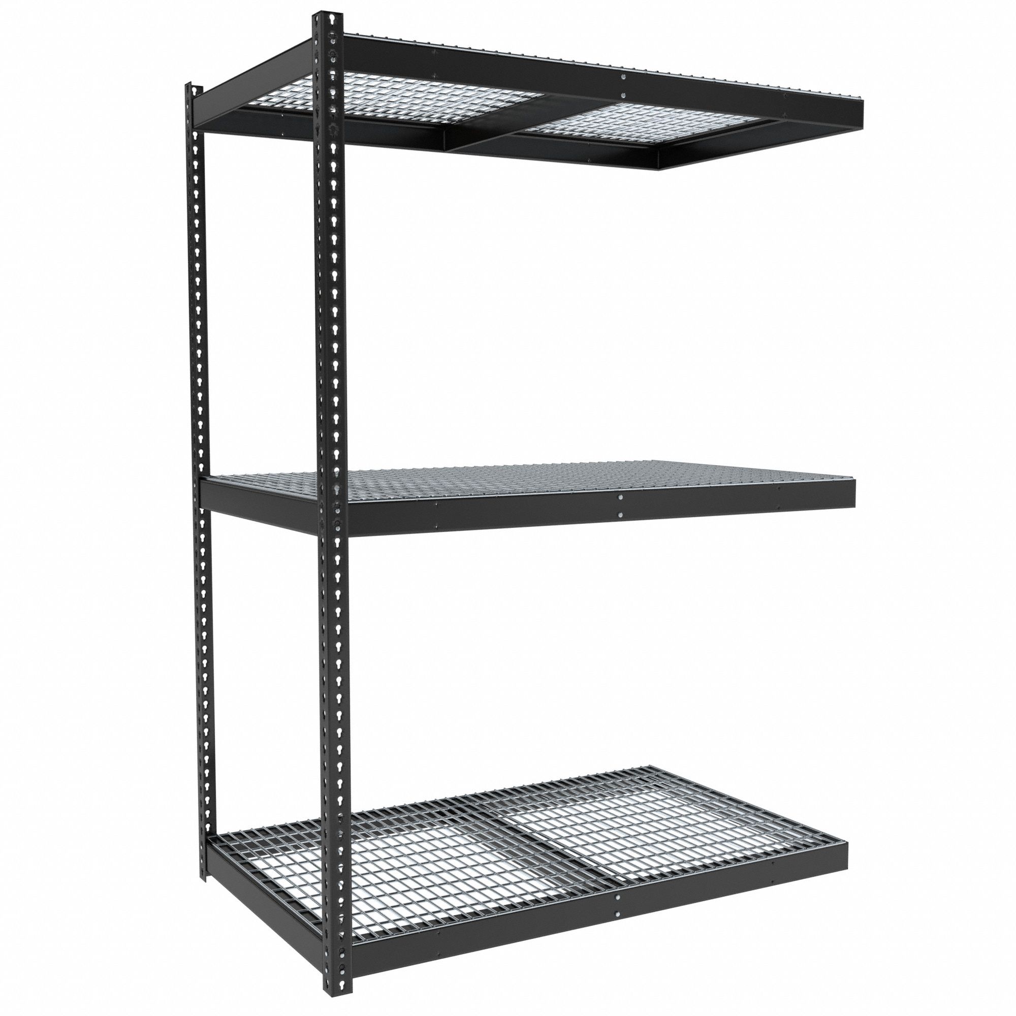 Boltless Shelving: Add-On, Medium-Duty, 60 in x 36 in, 84 in Overall Ht, 3 Shelves, Steel