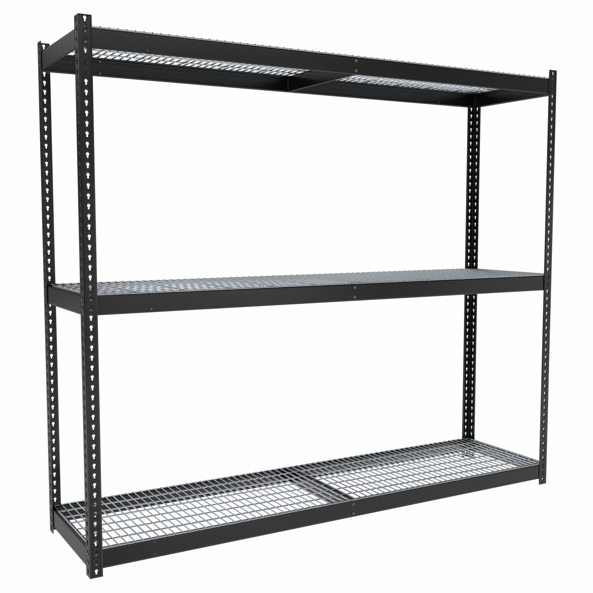 Boltless Shelving: Starter, Medium-Duty, 96 in x 24 in, 84 in Overall Ht, 3 Shelves, Steel