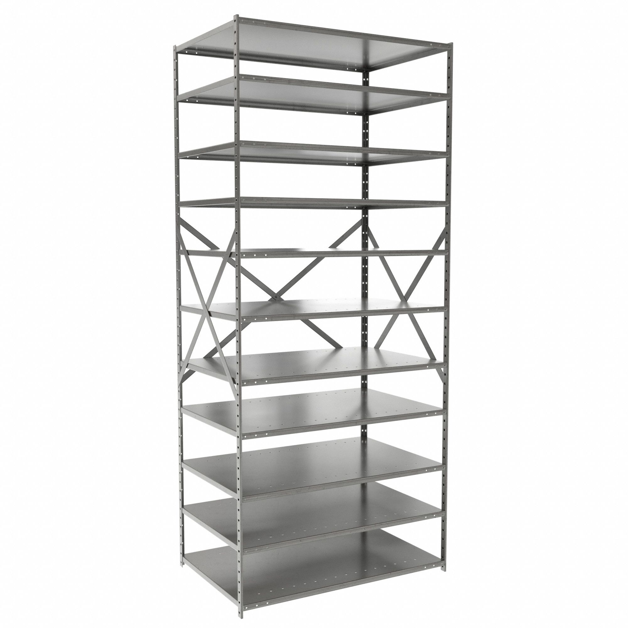 Metal Shelving: Starter, Medium-Duty, 36 in x 24 in, 84 in Overall Ht, 11 Shelves