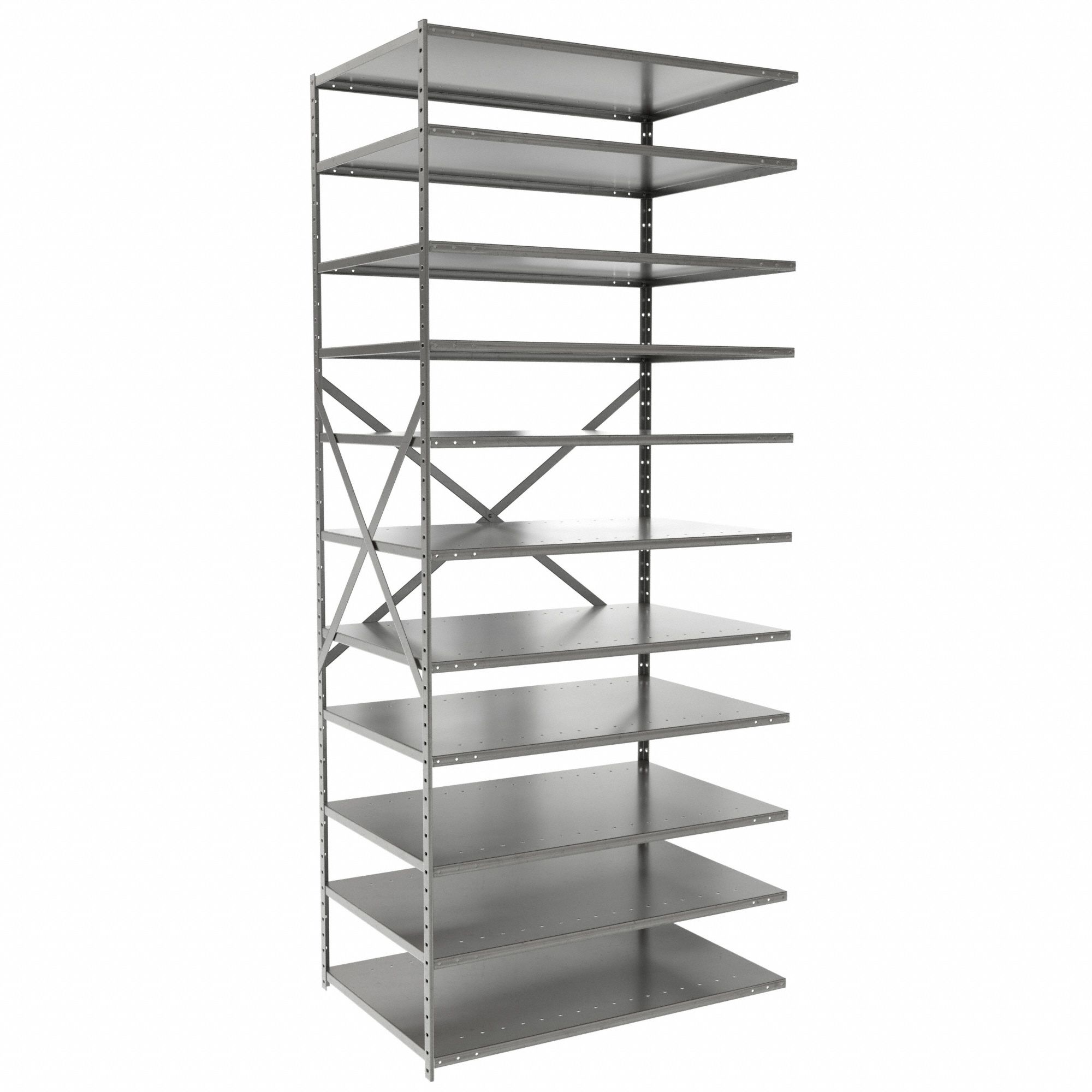 Metal Shelving: Add-On, Medium-Duty, 36 in x 24 in, 84 in Overall Ht, 11 Shelves