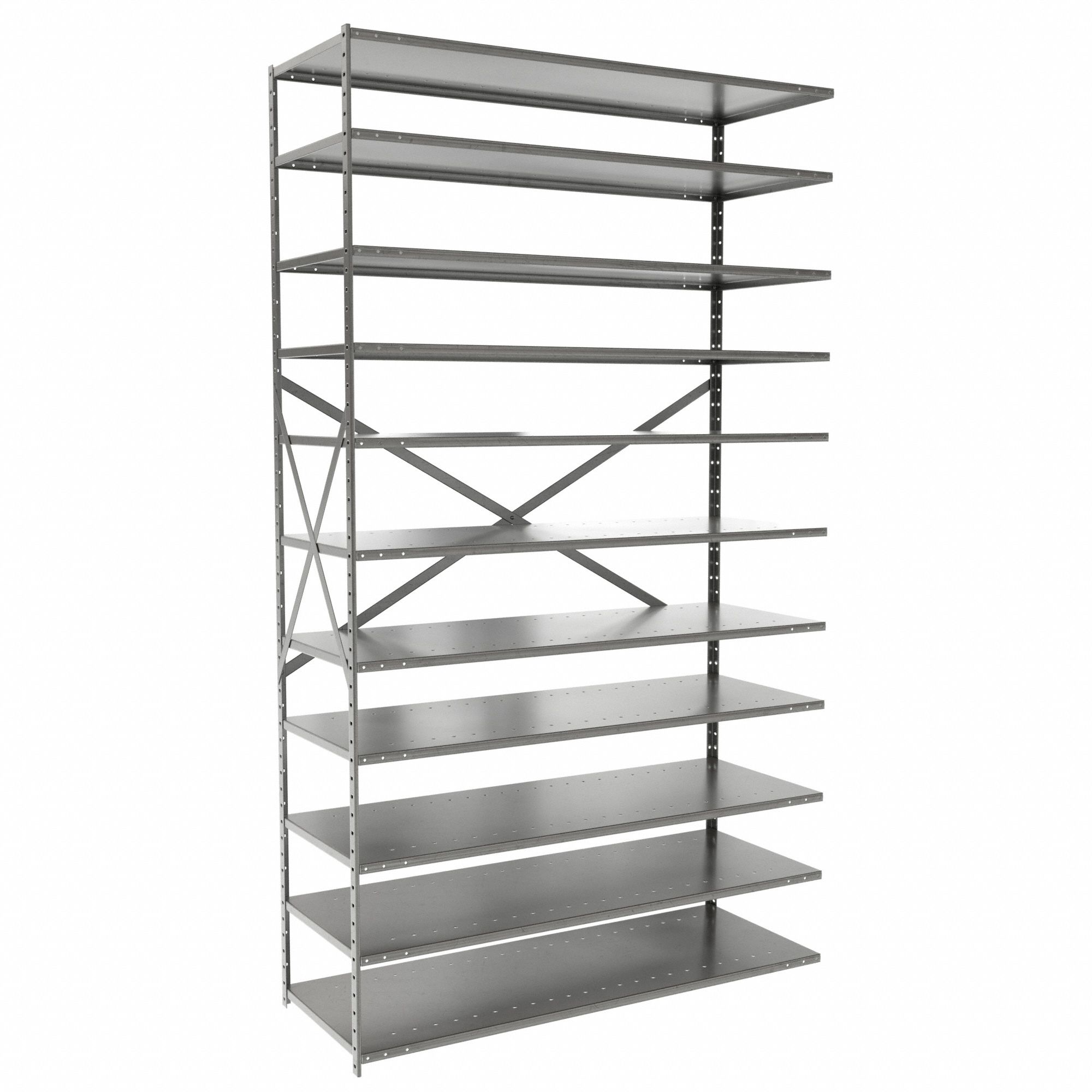 Metal Shelving: Add-On, Medium-Duty, 48 in x 18 in, 84 in Overall Ht, 11 Shelves