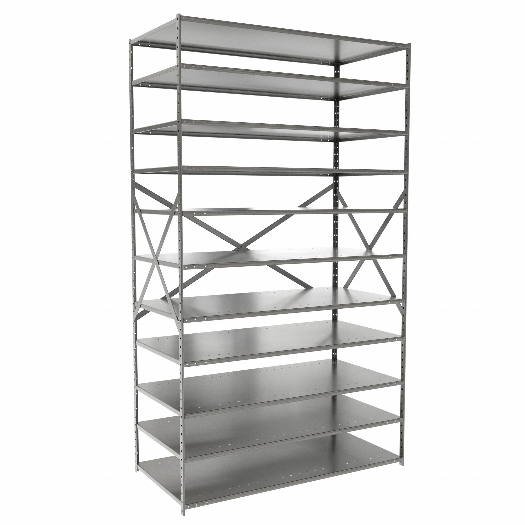 Metal Shelving: Starter, Medium-Duty, 48 in x 24 in, 84 in Overall Ht, 11 Shelves