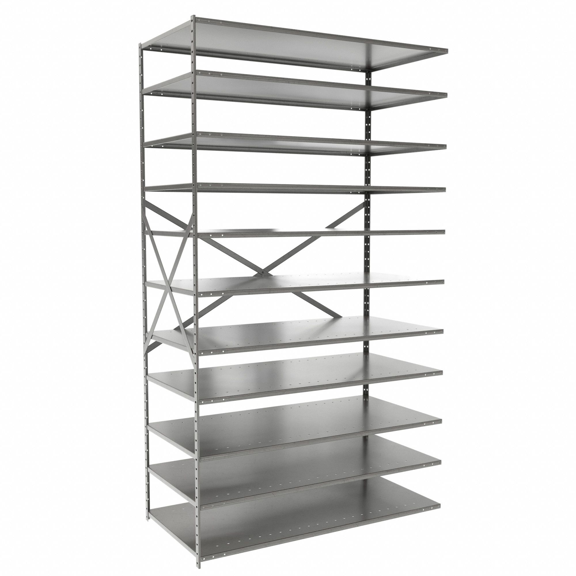 Metal Shelving: Add-On, Medium-Duty, 48 in x 24 in, 84 in Overall Ht, 11 Shelves