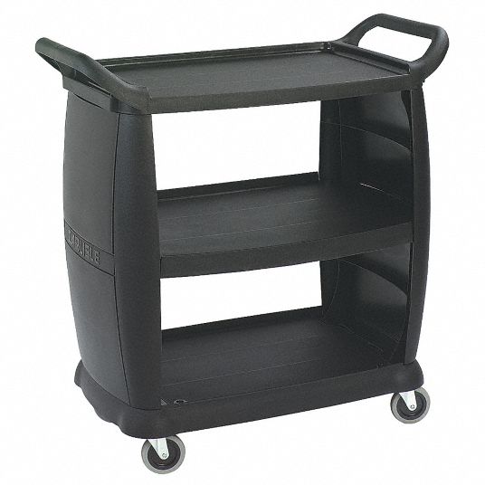 Bussing and Transport Cart, Black, Metal/Polyurethane Caster Material