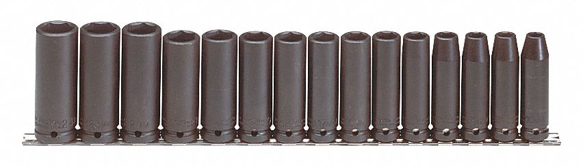 SOCKET IMP SET METRIC 15 PC 1/2 DR