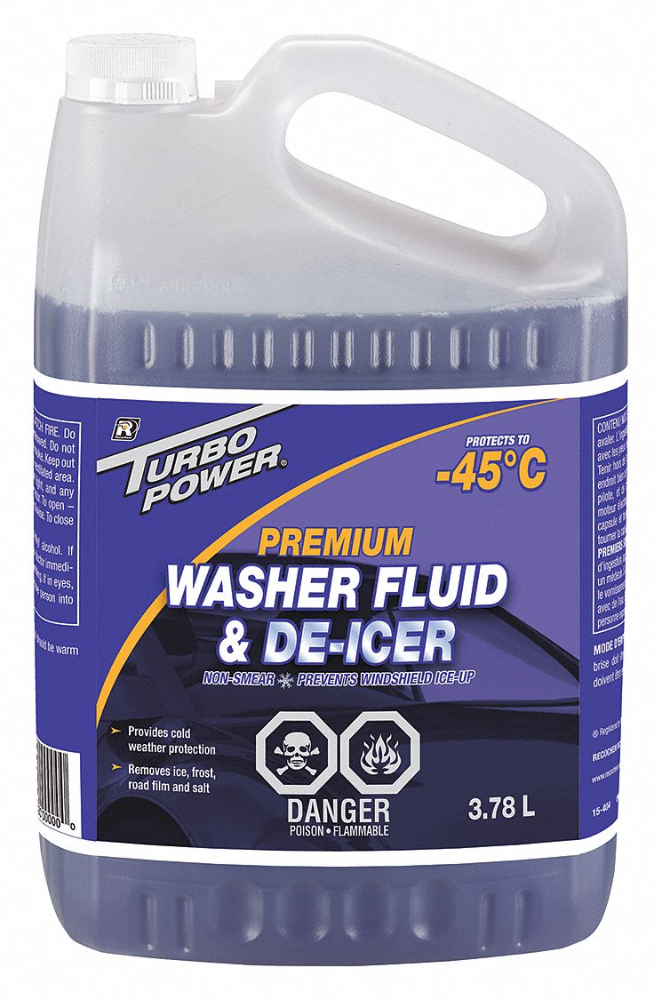 WASHER FLUID/DE-ICER, WINDSHIELD ANTIFREEZE, NON-SMEAR, 8-11 PH, PURPLE,  3.78 L