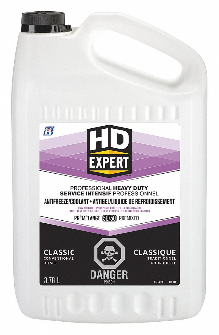 ANTIFREEZE/COOLANT, HEAVY DUTY, 50/50 PRE-MIXED, CORROSION INHIBITOR, PURPLE, 4 L