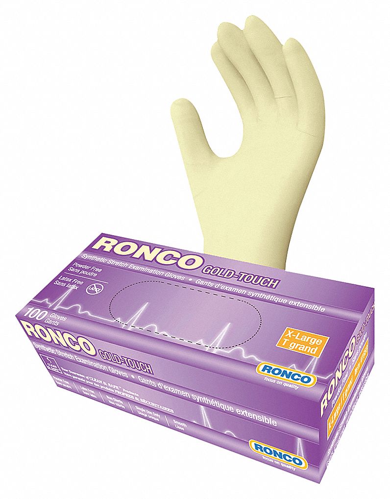 GOLD-TOUCH EXAM GLOVES, SIZE 10/XL, TAN, SYNTHETIC, BX 100