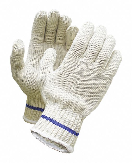 GANTS EN TRICOT FICELLE, BLANC/BLEU, COTON/POLYESTER, PR