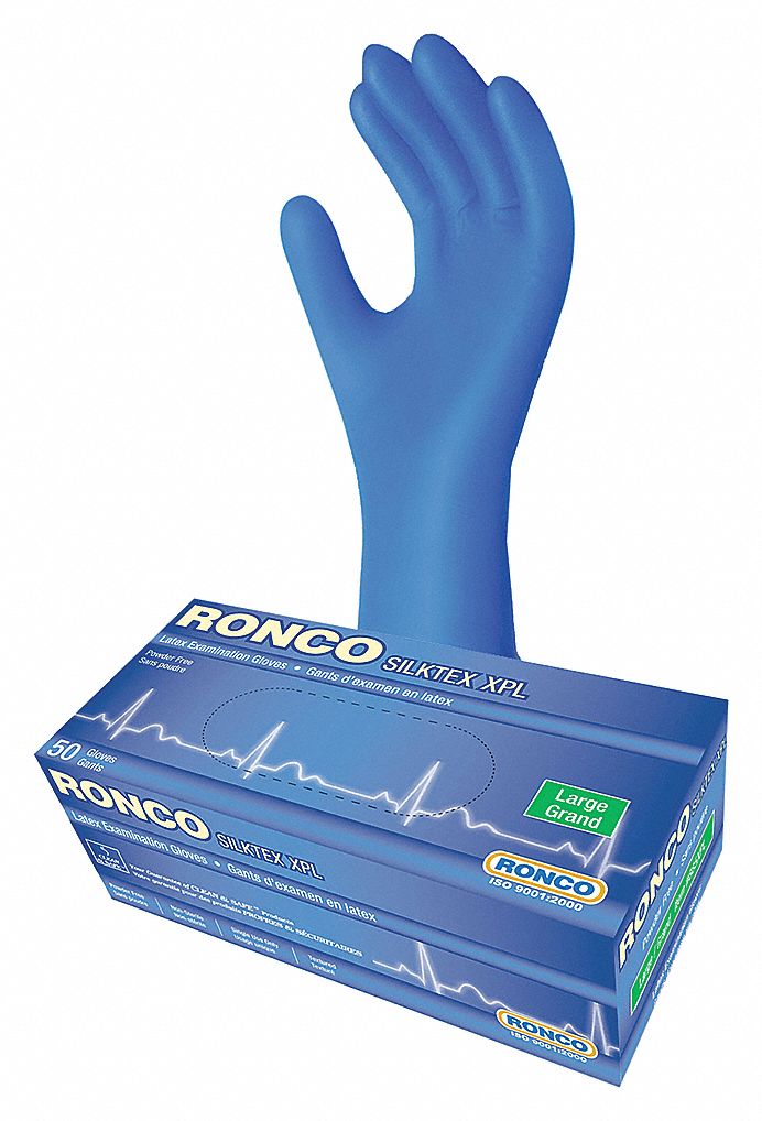 GANTS D'EXAMEN SILTEX XPL, 12PO L, TAILLE 9/G, BLEU, LATEX, BT 50