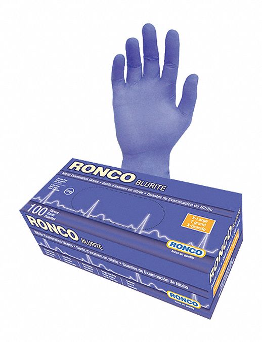 DISPOSABLE GLOVES, SIZE 10/XL, DARK BLUE, NITRILE, BX 100