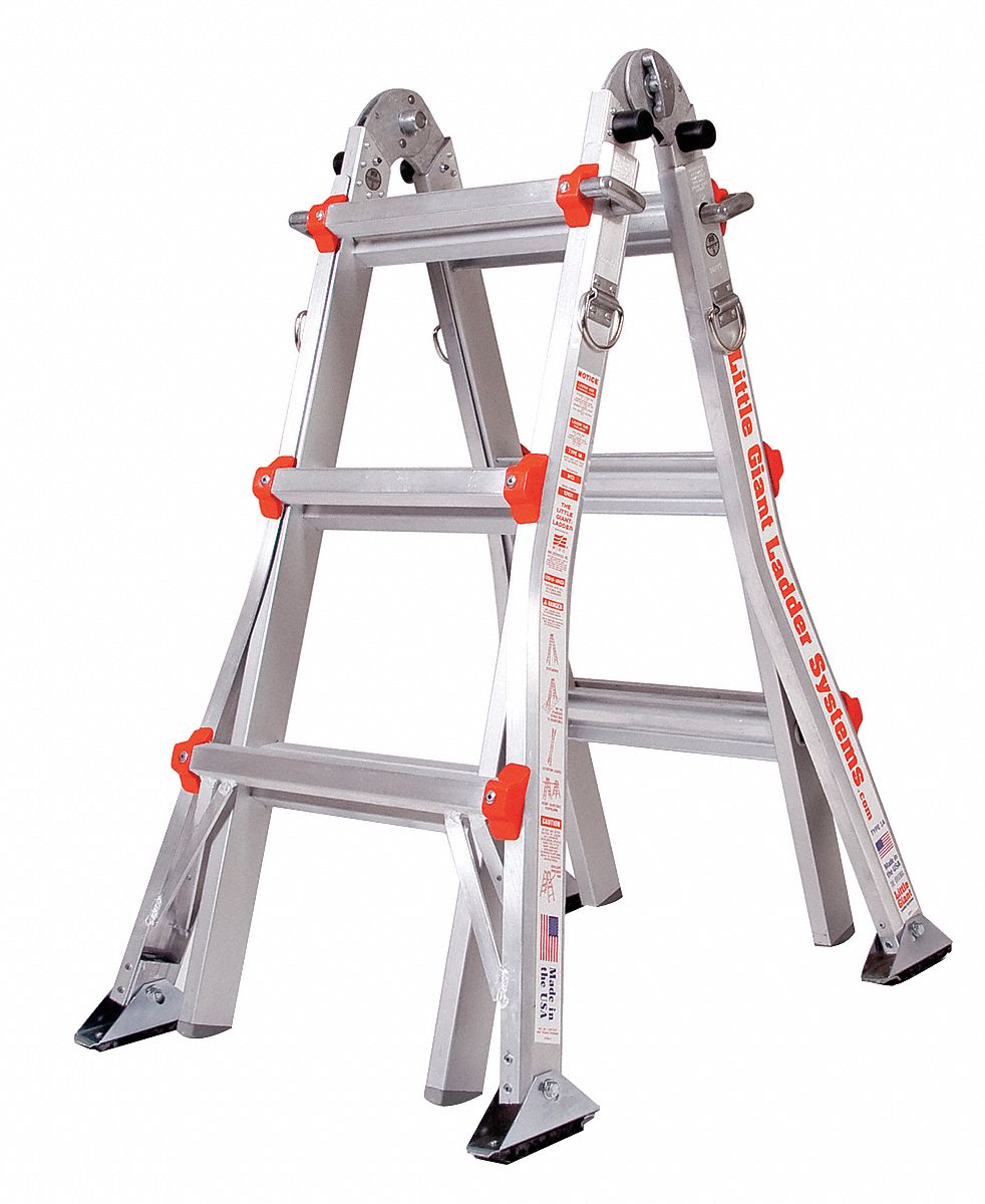 LITTLE GIANT, 11 ft Extended Ladder Ht, 3 to 5 ft, Multipurpose Ladder