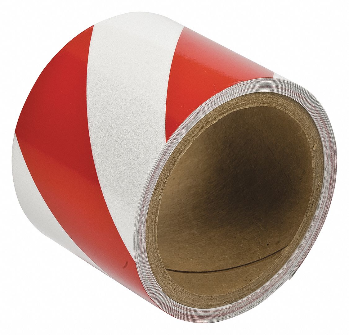 REFLECTIVE MARKING TAPE, RED/WHITE, VINYL, 15 FT LENGTH