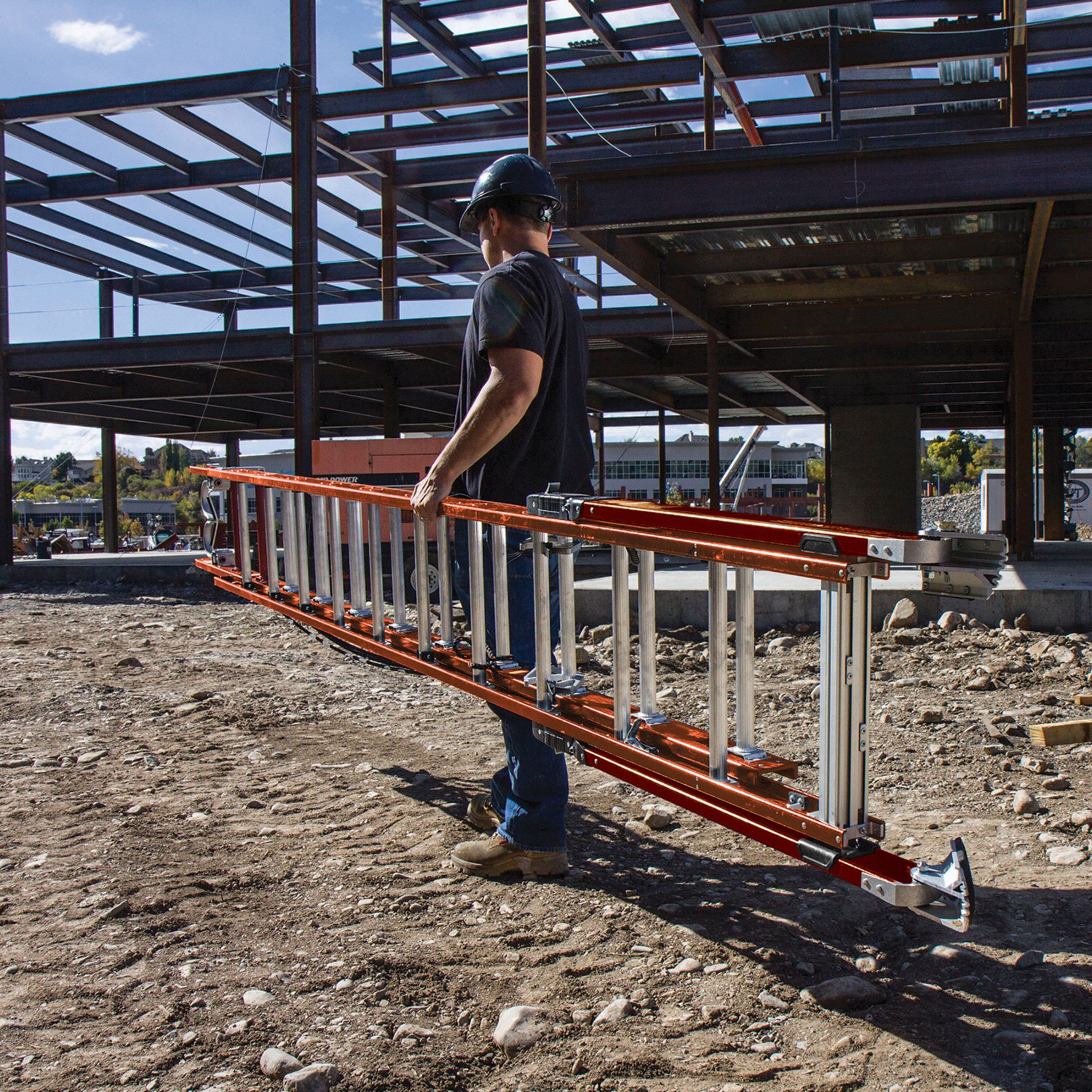 LITTLE GIANT 28 ft Fiberglass Extension Ladder, 300 lb Load Capacity, 74.0 lb Net Weight 6XWH0