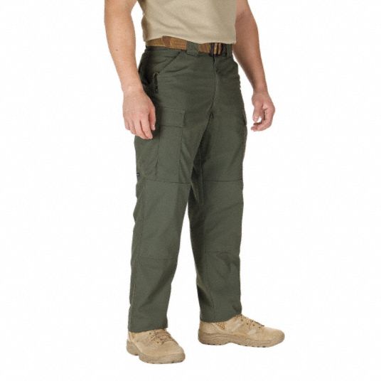 5.11 TACTICAL Ripstop TDU Pants: 3XL, TDU Green, 47-1/2 in to 51 in Fits  Waist Size, Short Inseam