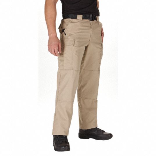 5.11 TACTICAL Ripstop TDU Pants: L, TDU Khaki, 35-1/2 in to 39 in Fits  Waist Size, Long Inseam