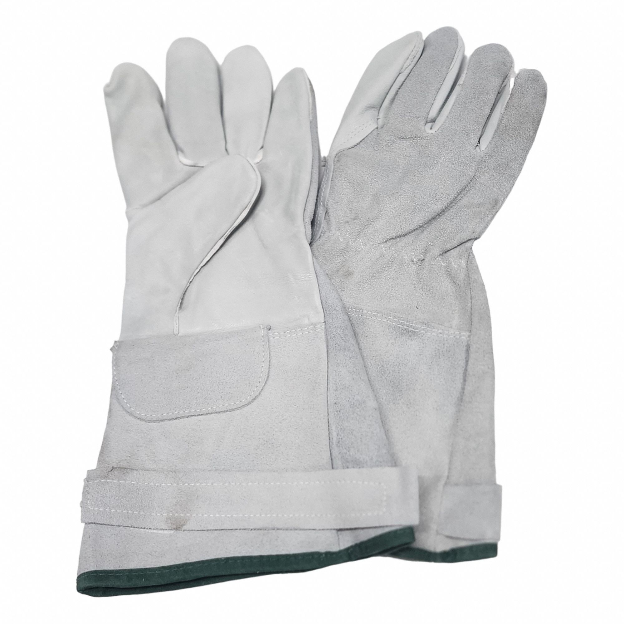 GLOVES, COWHIDE LEATHER, GREY, LINED CUFF, 5 IN, SIZE M