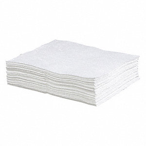 SORBENT PAD, OIL ONLY, PERFORATED, WHITE, 15 X 18 IN, POLYPROPYLENE, BALE 200