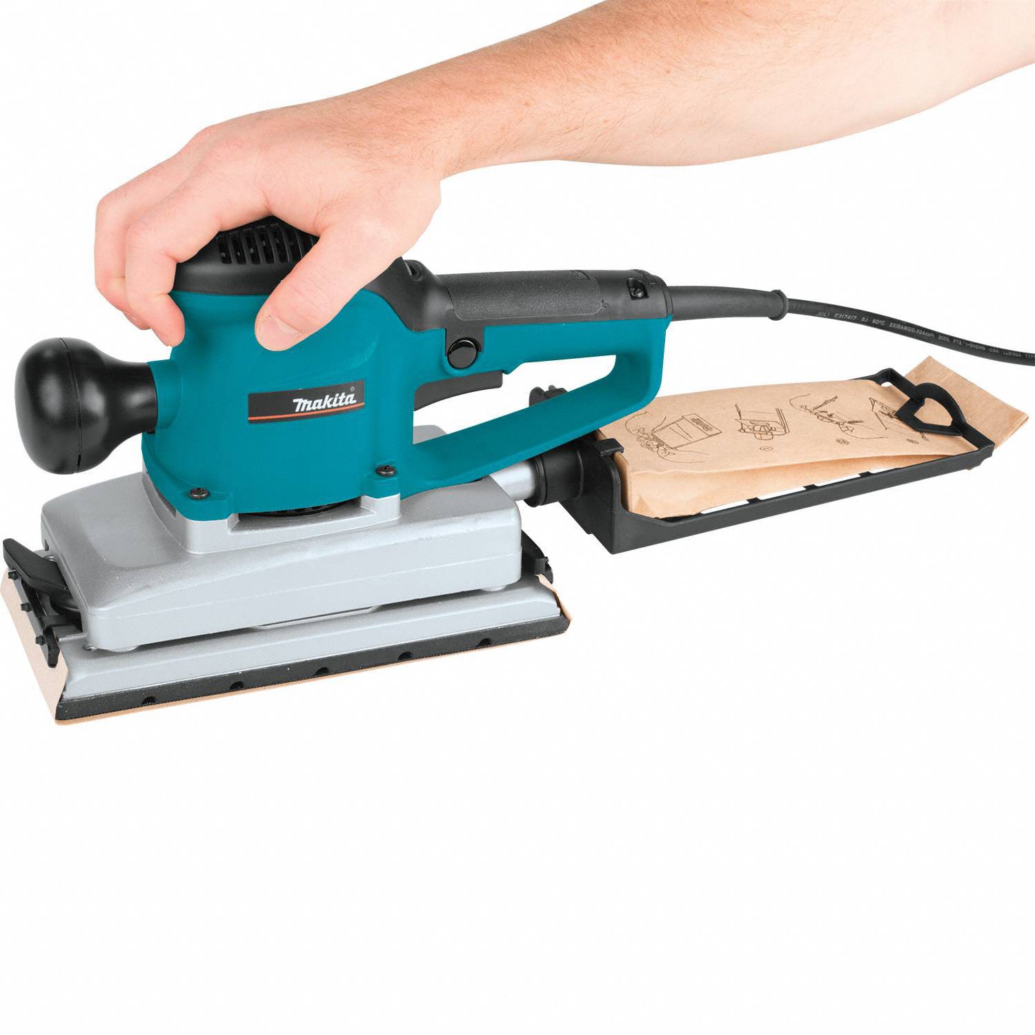 MAKITA Finish Sander, Corded, 1/2 Sheet, 4 1/2 in x 9 in Pad Size, 2.9 A Amps, Variable Speed