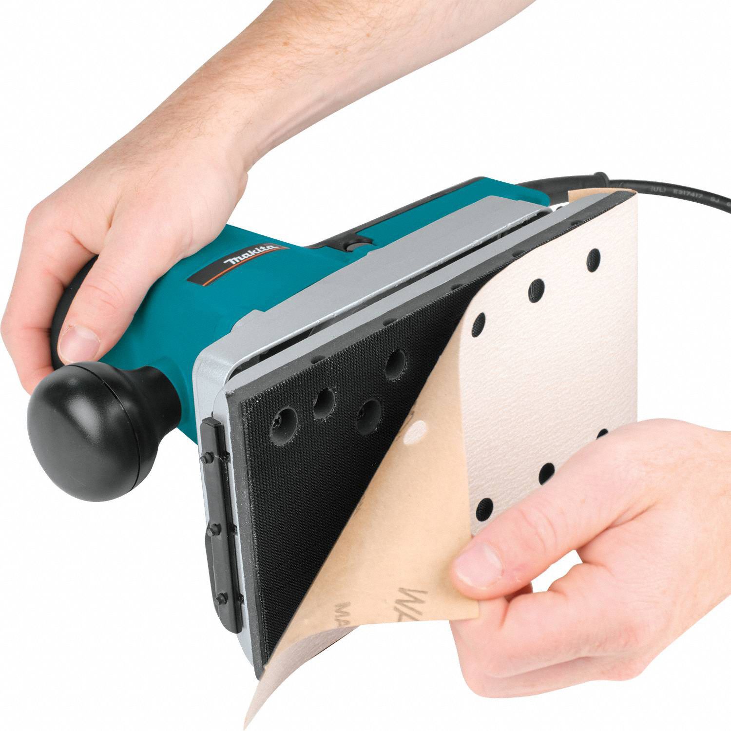 MAKITA Finish Sander, Corded, 1/2 Sheet, 4 1/2 in x 9 in Pad Size, 2.9 A Amps, Variable Speed