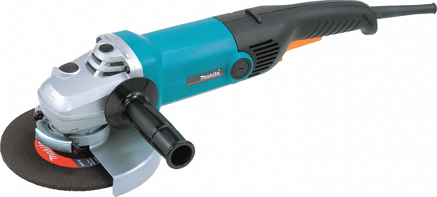 MAKITA Angle Grinder 15 A 6 000 RPM Max. Speed Trigger Adj Guard Lock Off Switch 7 in Wheel Dia