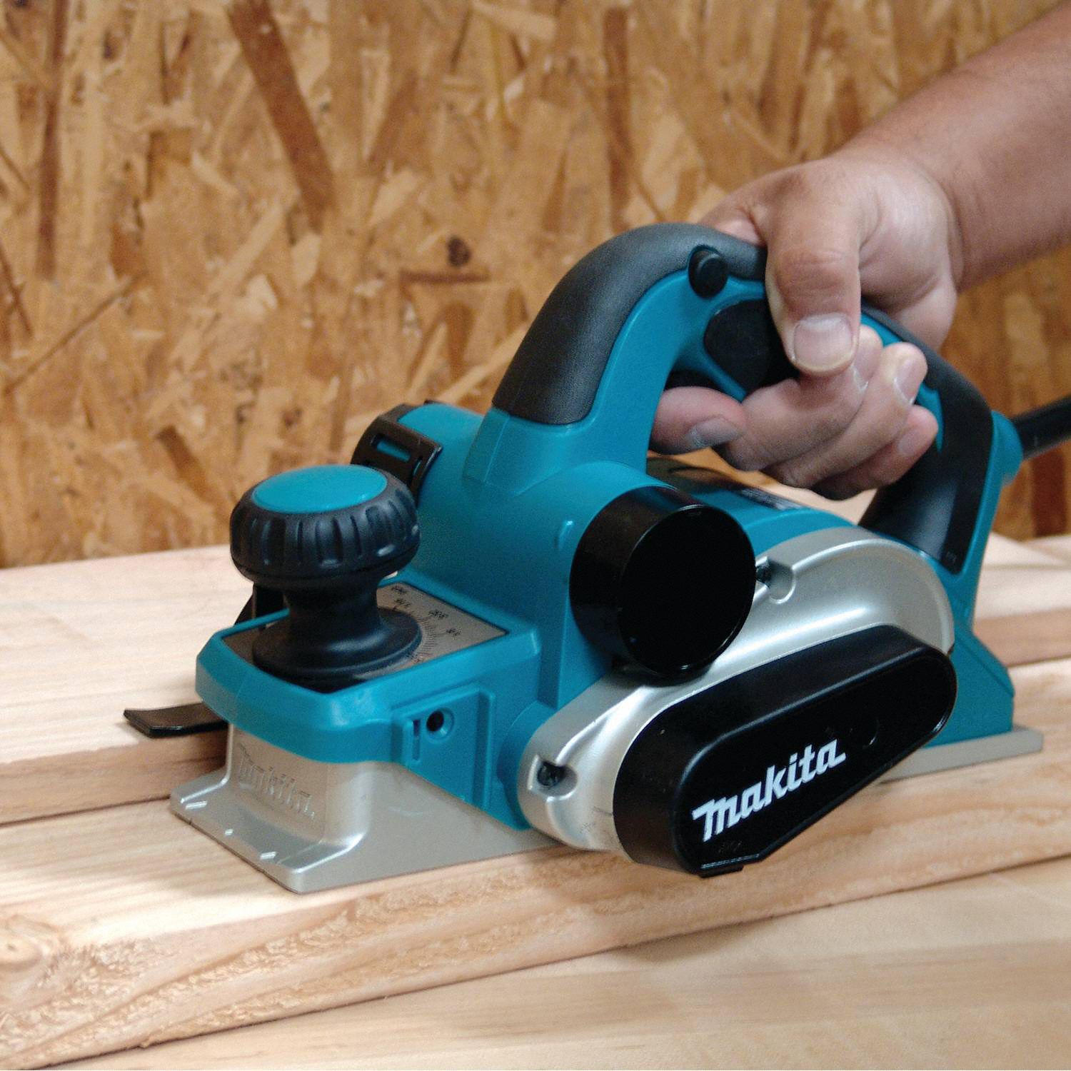 MAKITA Corded Hand Planer Flat, 120V AC, 7.5 A, 3 1/4 in Blade Wd, 3/