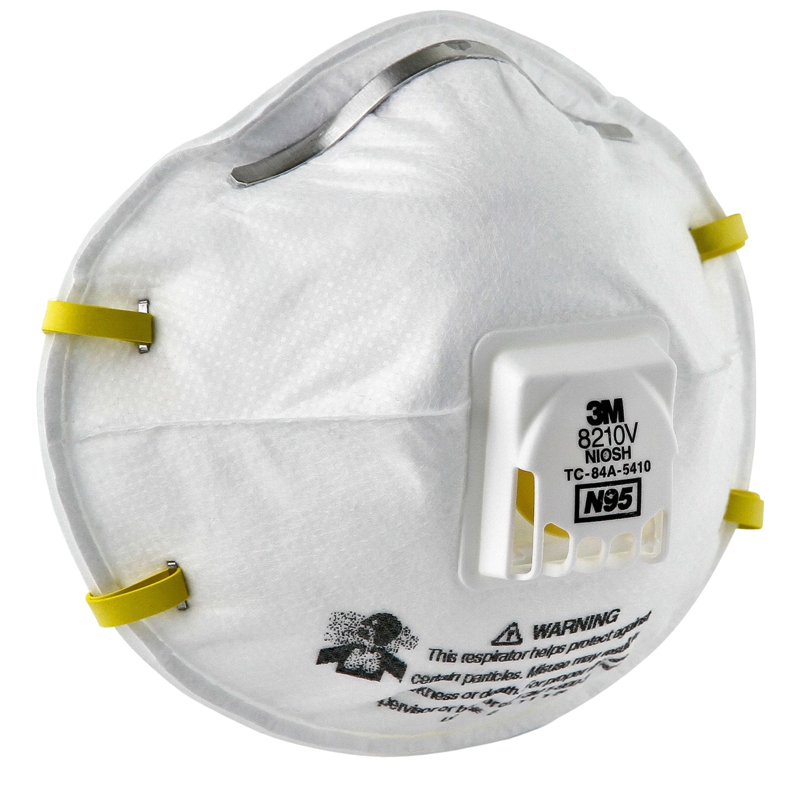 Disposable Respirator: Dual, Non-Adj, Metal Nose Clip, Std, White, Universal Mask Size, 3M, 10 PK