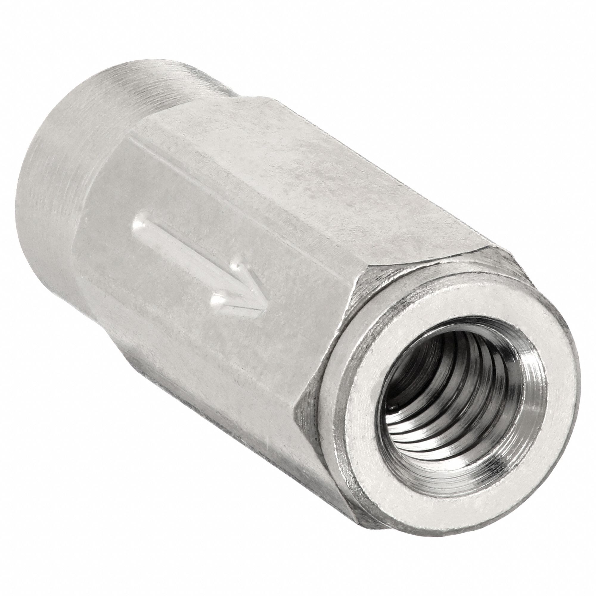 CHECK VALVE, INLINE VALVE BODY, ⅜ IN PIPE, FNPT X FNPT, BRASS, FEMALE, NPT