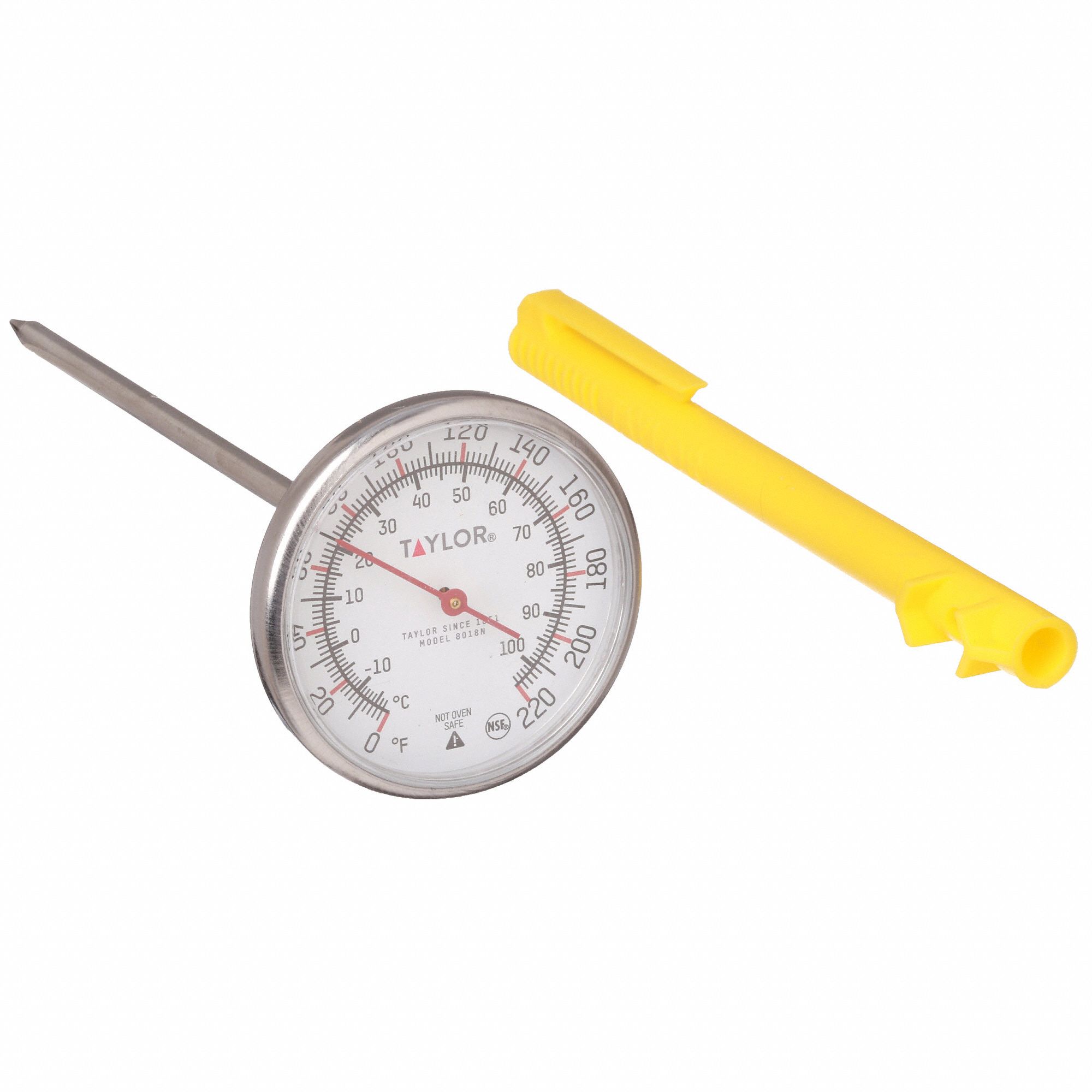 TAYLOR Mechanical Food Service Thermometer Stem Thermometer, 0° to 220°F, 10° to 100°C, ±1°C/±