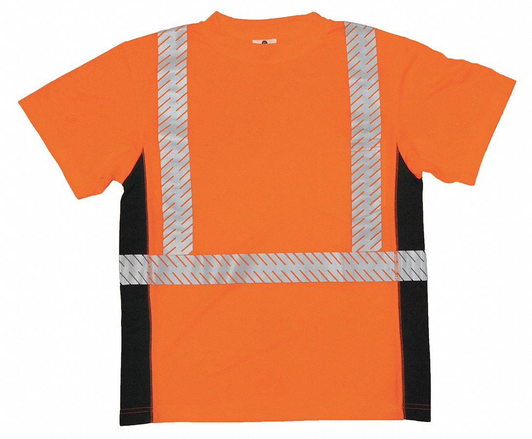 KISHIGO T-Shirt: ANSI Class 2, 2XL, Orange, U, Short, T-Shirt Shirt ...