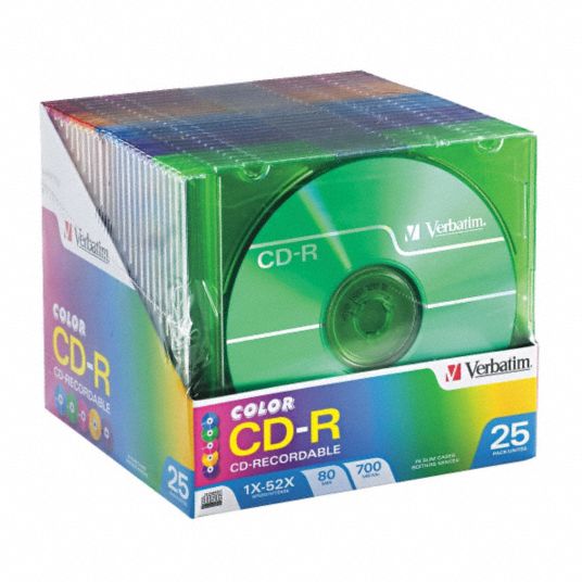 VERBATIM, Write Once, Assorted, CD-R Disc - 14F822|VER94611 - Grainger