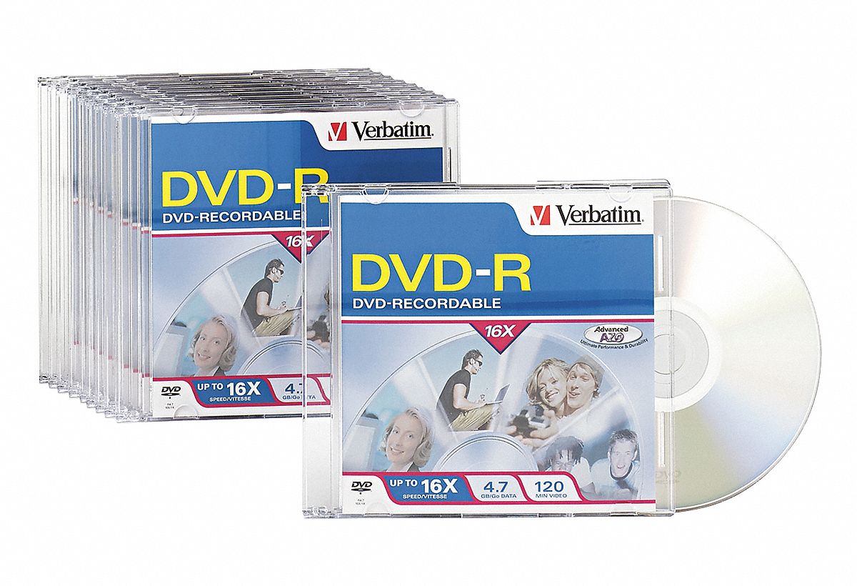 VERBATIM DVDR Disc, 4.7 GB Capacity, 16x Speed 14F849VER95099