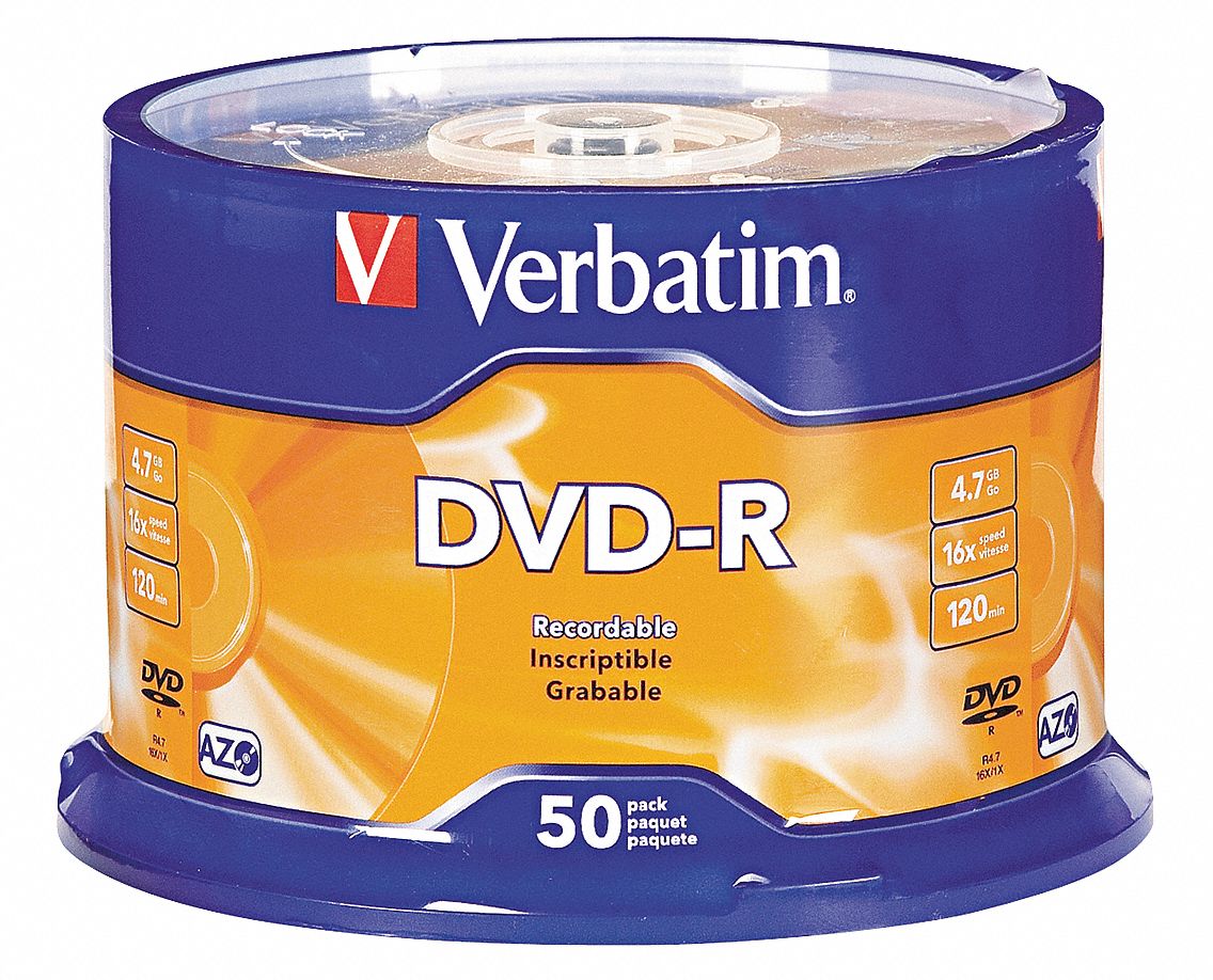 VERBATIM DVD R Disc 4 7 GB Capacity 16x Speed 14F850 VER95101 