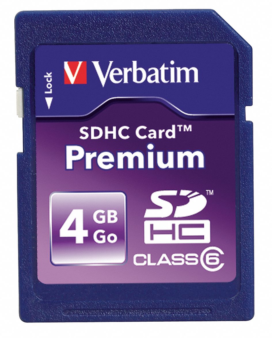 VERBATIM, 4 GB Capacity, Premium SDHC Memory Card 14F881VER96171 Grainger