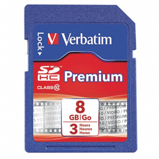 VERBATIM Premium SDHC Memory Card 8 GB Capacity 14F885VER96318 Grainger