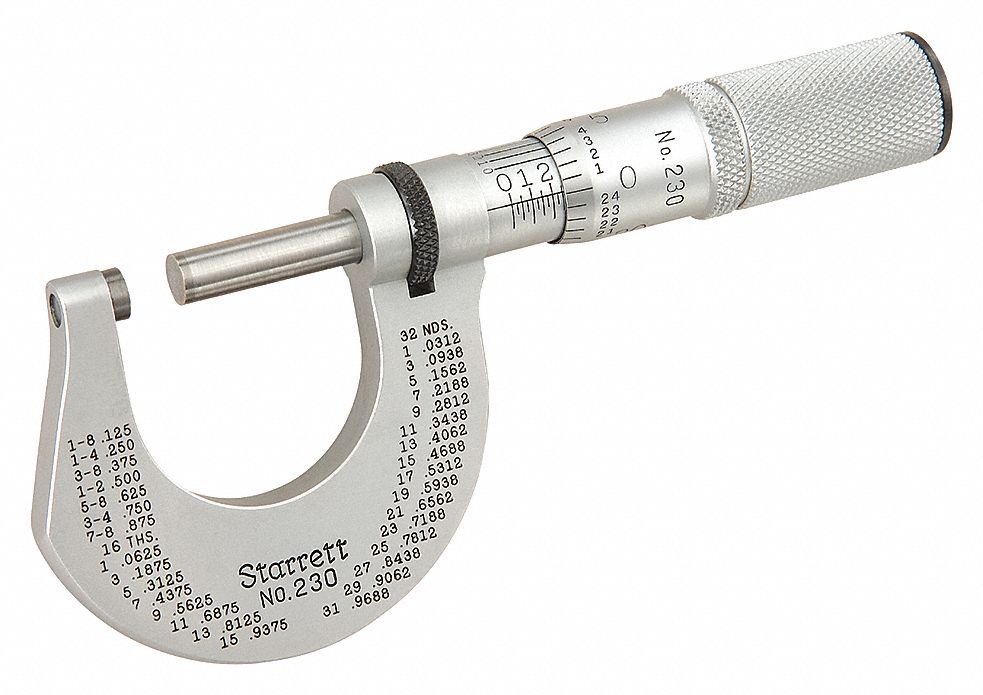 OUTSIDE MICROMETER, CARBIDE ANVIL, +/-0.00005 IN ACCURACY, CAL PROP 65