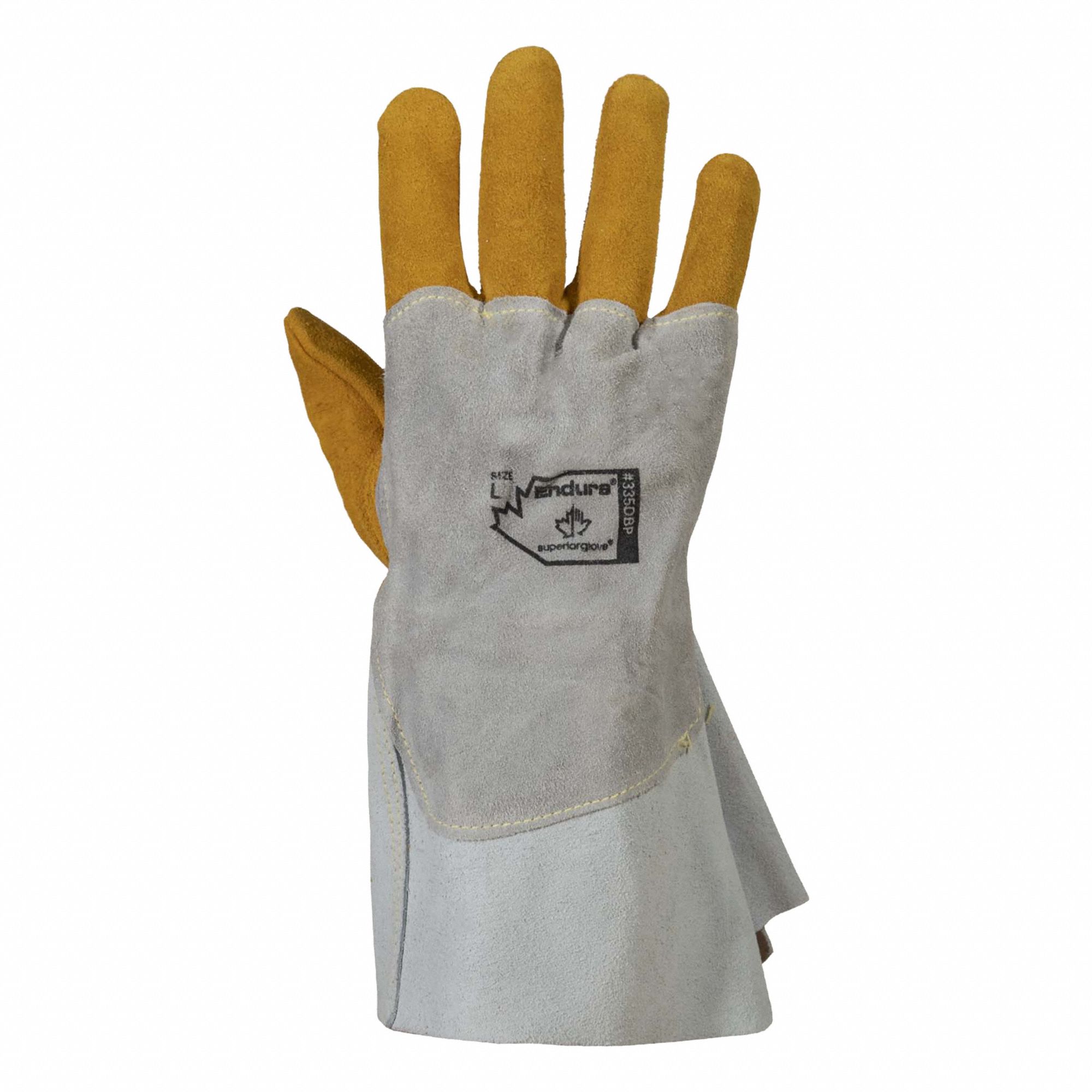 ENDURA 335DBP WELDING GLOVES, M, 8, LEATHER, COWHIDE, ELK EXTENDED GAUNTLET CUFF