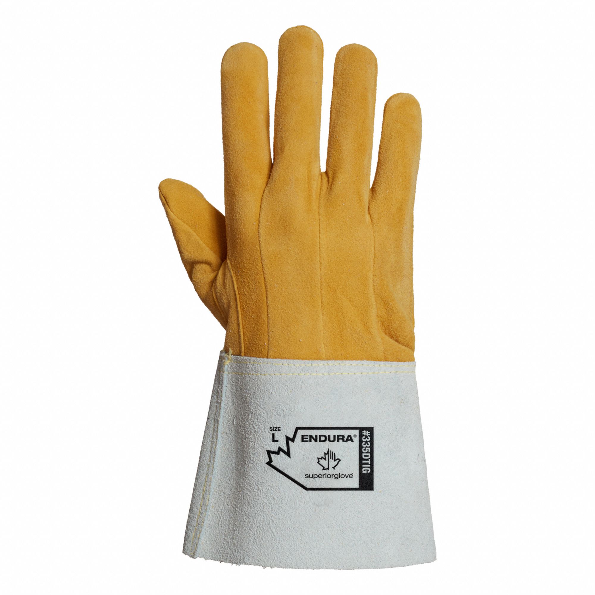 ENDURA 335DTIG WELDING GLOVES, XL, 10, LEATHER, DEERSKIN, GAUNTLET CUFF