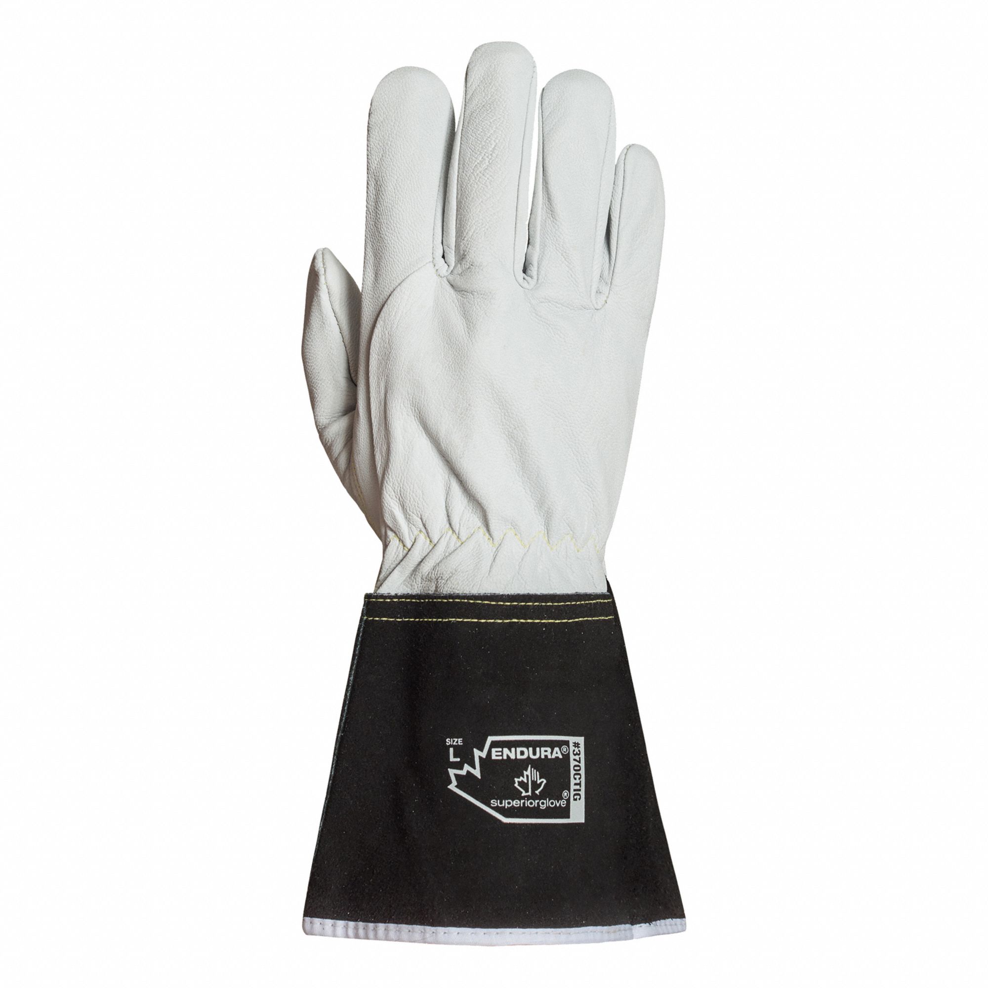 WELDING GLOVES, TIG APPLICATIONS, GUNN CUT, SZ XXL/11, WHITE/BLACK, LEATHER/KEVLAR, PR