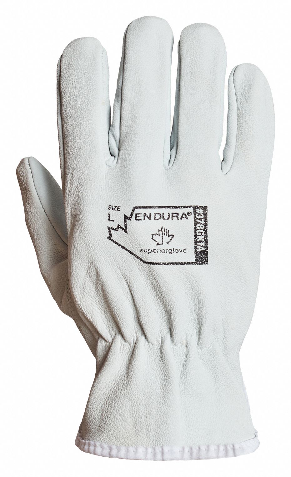 LEATHER GLOVES, L (9), PREMIUM GOATSKIN, FULL FINGER, UNLINED, WHITE, 1 PR