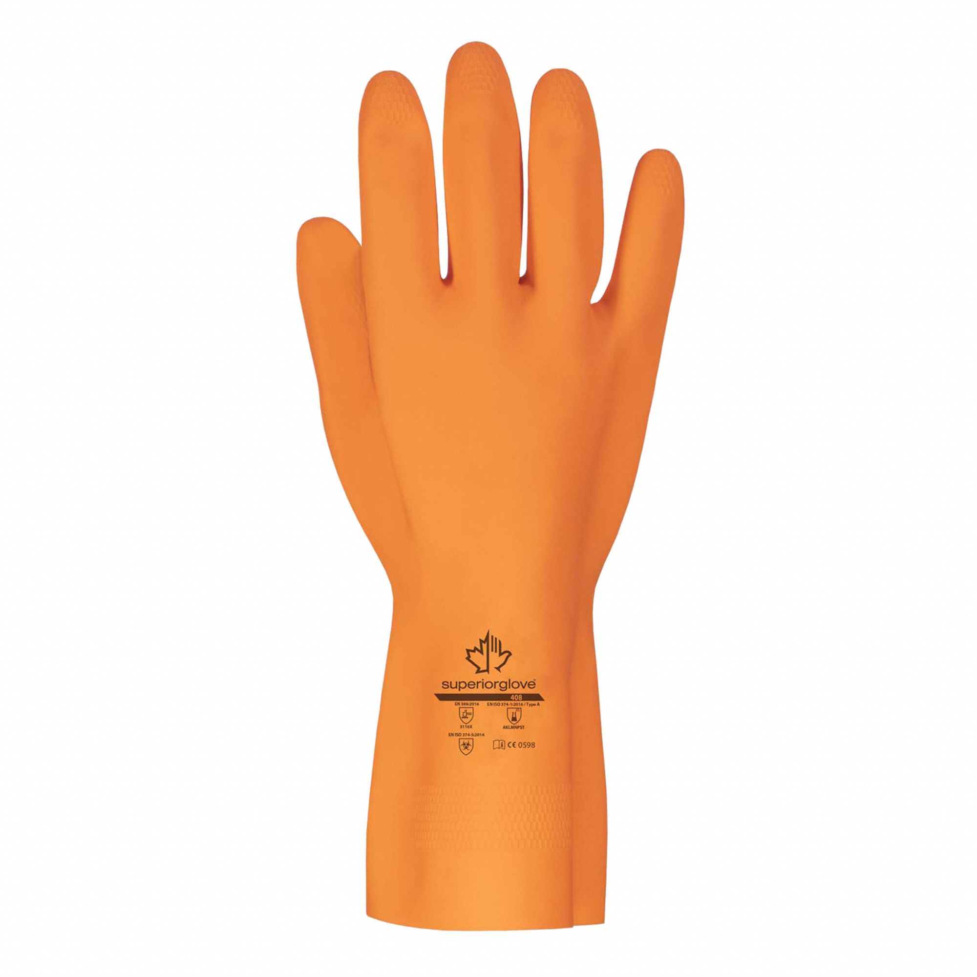 HEAVYWEIGHT LATEX GLOVES, ORANGE, 10, LATEX, 30 MIL