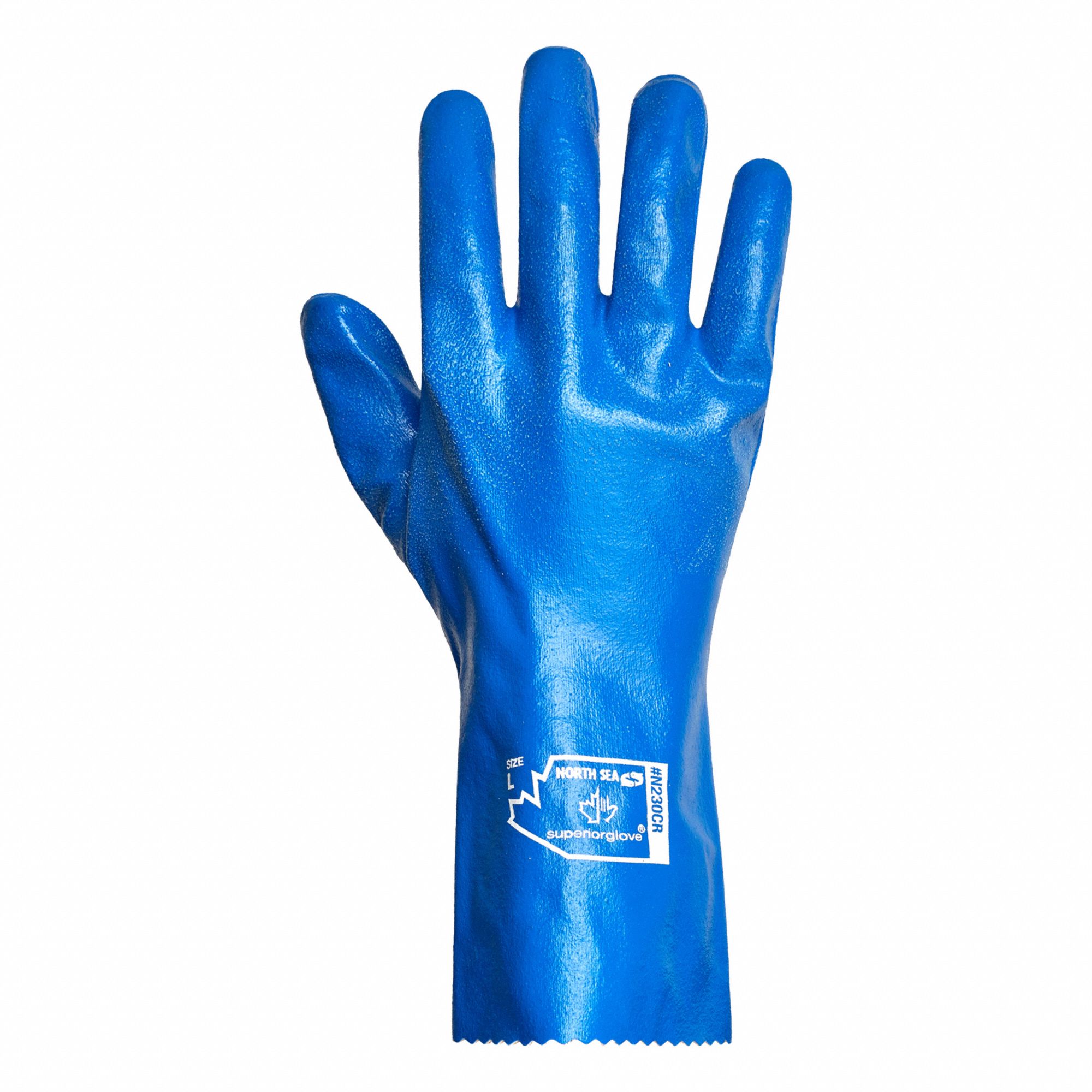 NORTH SEA N230CR OIL-RESISTANT GLOVES, XL, COTTON/NITRILE, GAUNTLET CUFF, ANSI LEVEL 4