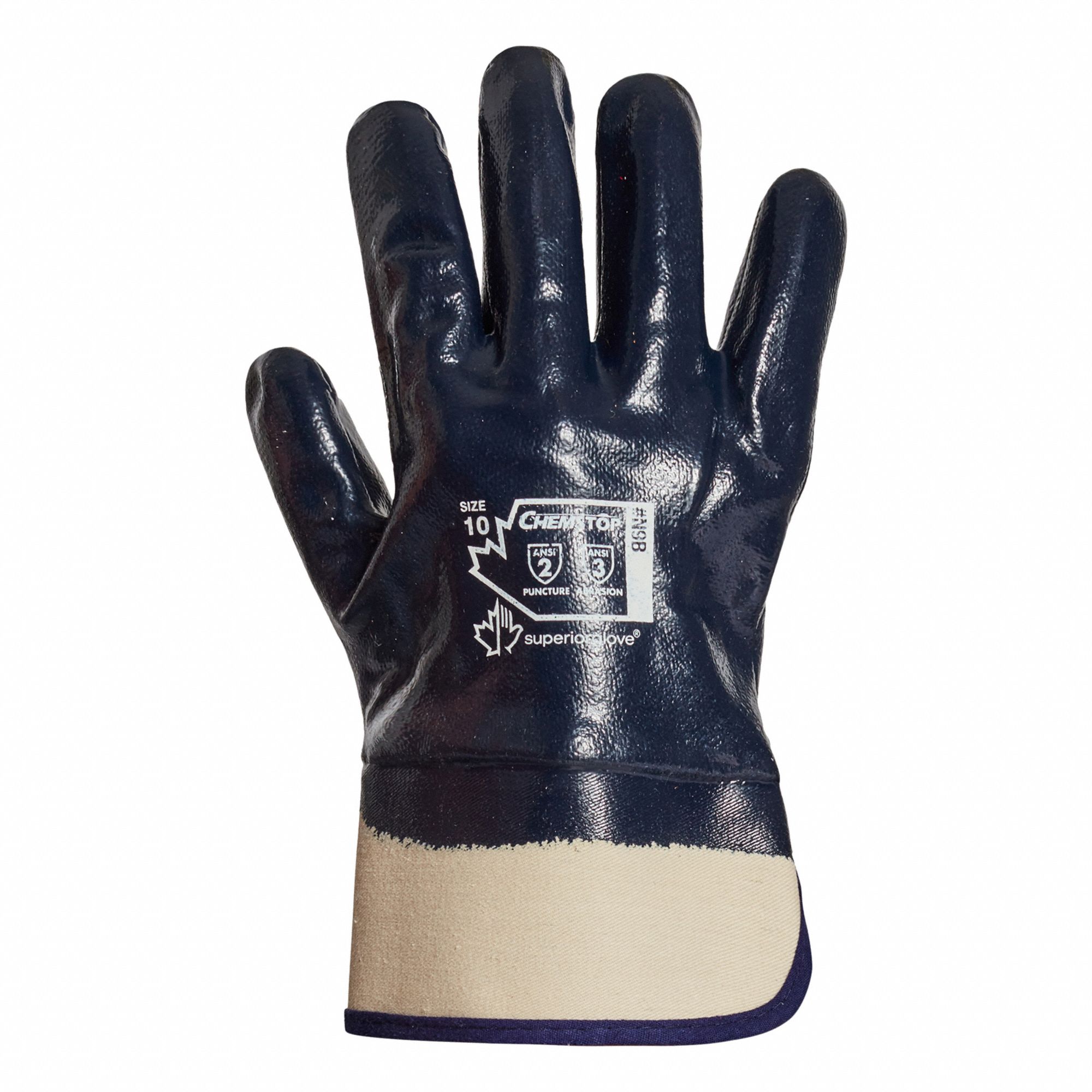 SUPERIOR GLOVE CHEMSTOP N9B PUNCTURE-RESISTANT GLOVES, BL, COTTON,  ANSI/ISEA ABRASION 5/PUNCTURE 2 - Knit General Purpose Gloves - SUGN9B