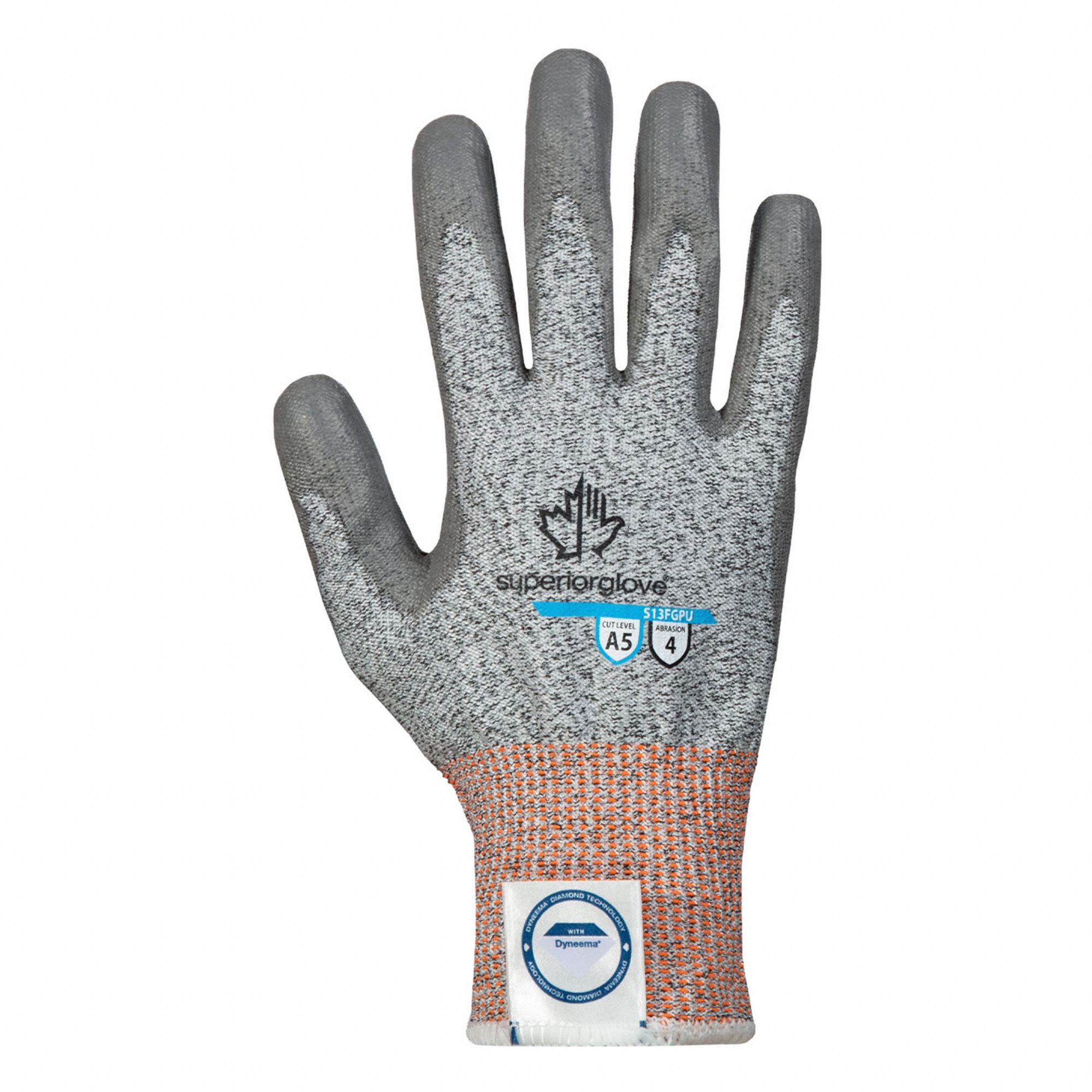 Grey HPPE Cut Resistant Glove, Polyurethane Palm Coated, XS