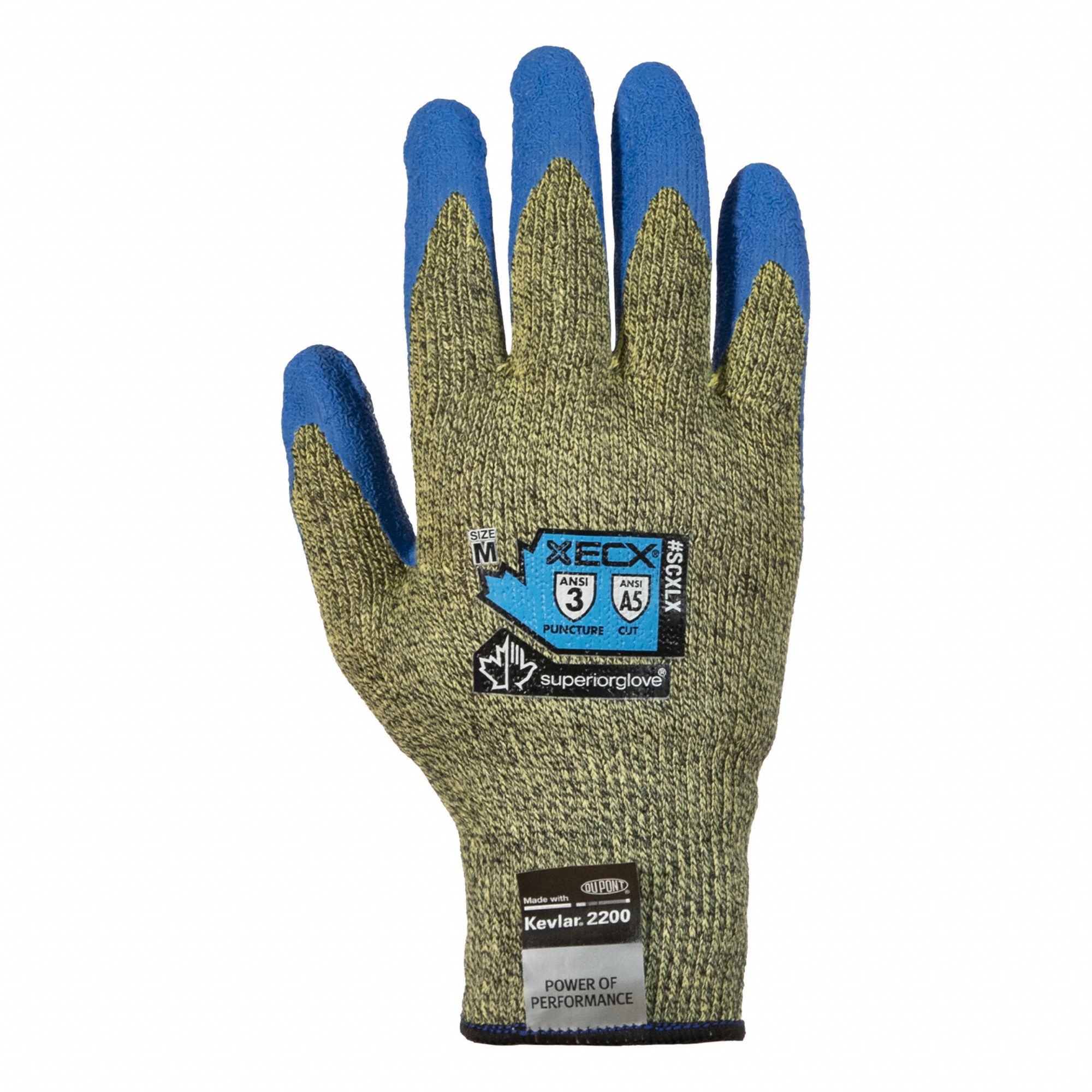 EMERALD SCXLX GLOVES, L/9, ANSI/ISEA ABRASION 4/CUT A5/PUNCTURE 3, LATEX, COATED PALM